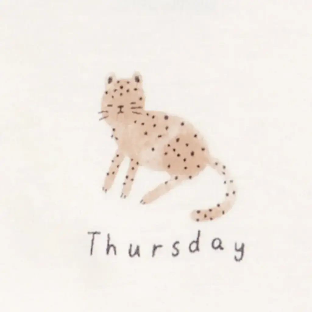 Detalle-Thursday-Pack-siete-bodies-algodón-manga-corta-diseño-animales-12M-Cartars.webp