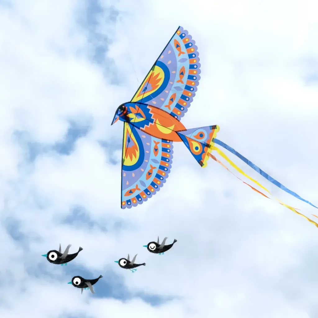 Cometa Maxi Bird volando-Djeco-Jugueteria Mukkies Canarias.webp