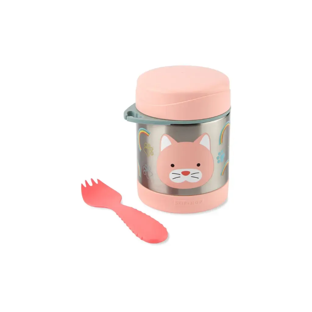 Termo con cuchara para comida Gato-Skip Hop-ideal para colegios o escursiones.webp
