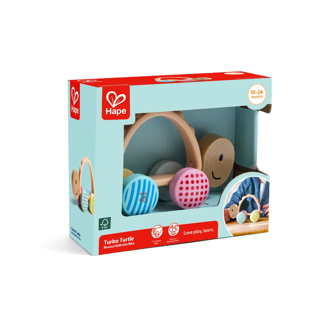 Caja Sonajero Tortuga Turbo-Hape-Juego de arrastre a partir de los 10 meses-disponible en Canarias.webp