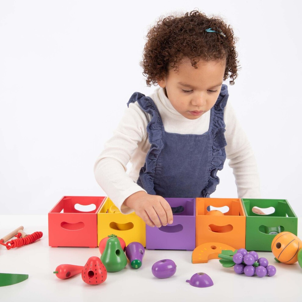 Tickit Conjunto 5 cajas madera frutas y verduras 