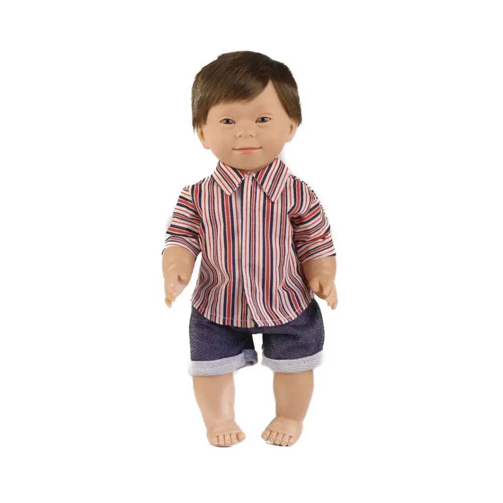 [140751] Muñeco caucásico castaño con Síndr. Down 40 cm