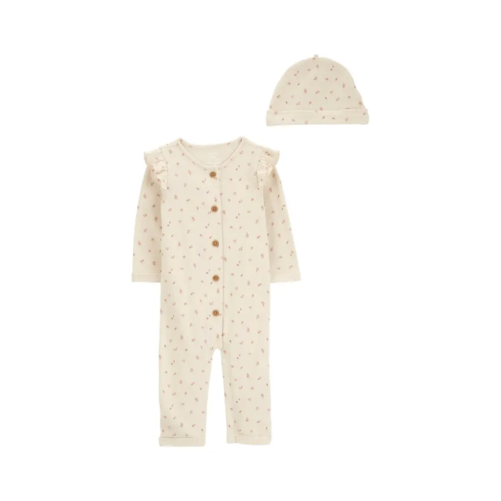 [1R558110-0-12M] Mono y gorro de algodón, estampado - 12M