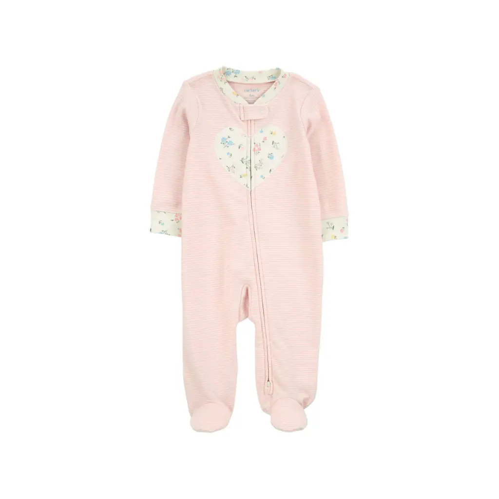 [1S727010-0-6M] Pijama entero de algodón diseño corazón - 6M