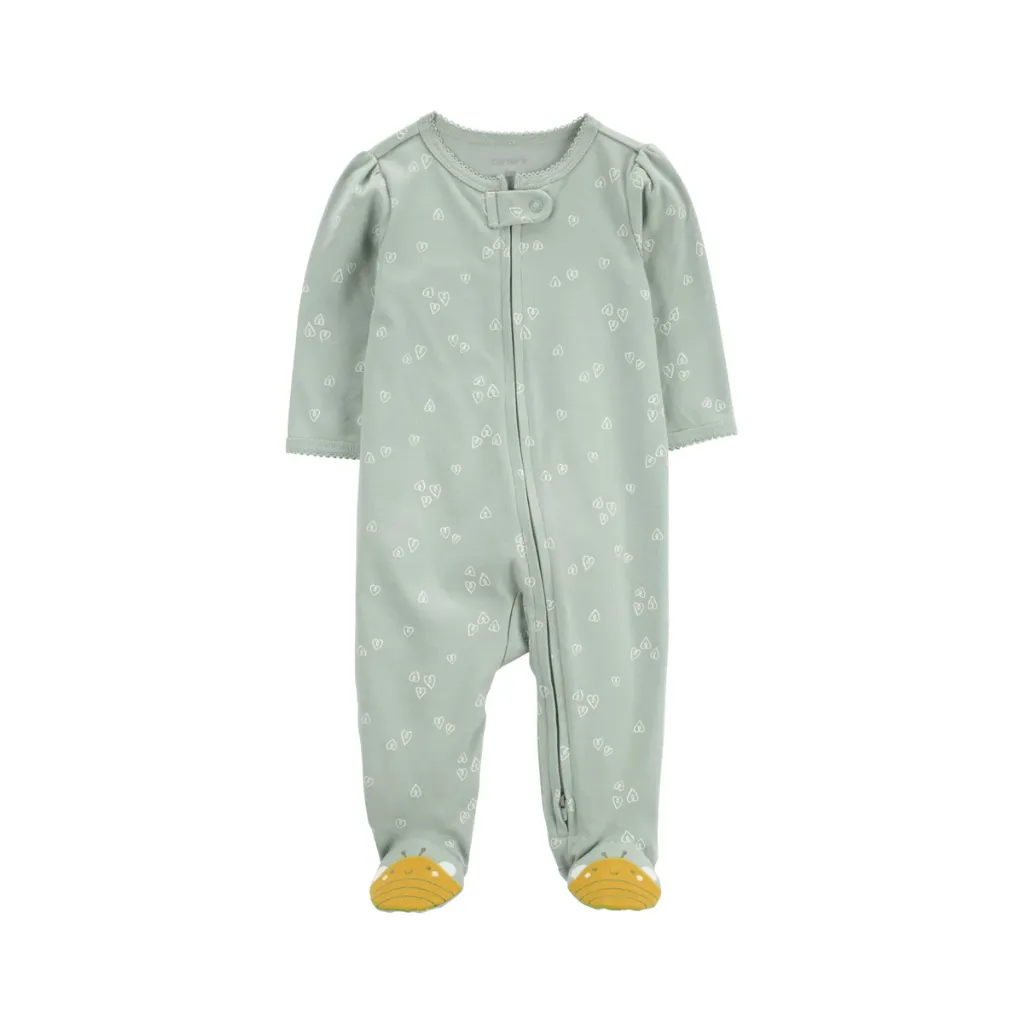 Pijama una pieza de algodón, con pie, diseño abeja