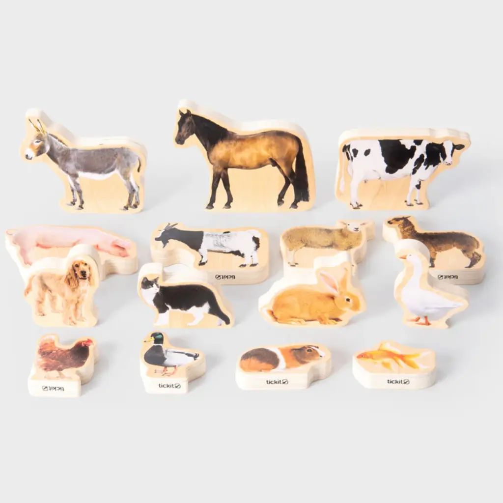 [63073598] Tickit Conjunto 15 animales domésticos madera