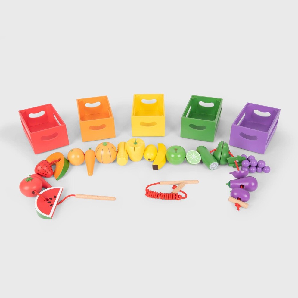Tickit Conjunto 5 cajas madera frutas y verduras 