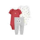 Conjunto tres piezas pantalón y dos bodis diseño fútbol