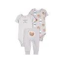 Conjunto tres piezas pantalón y dos bodis diseño galletitas