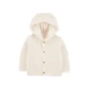 Chaqueta punto canalé capucha diseño oso beige