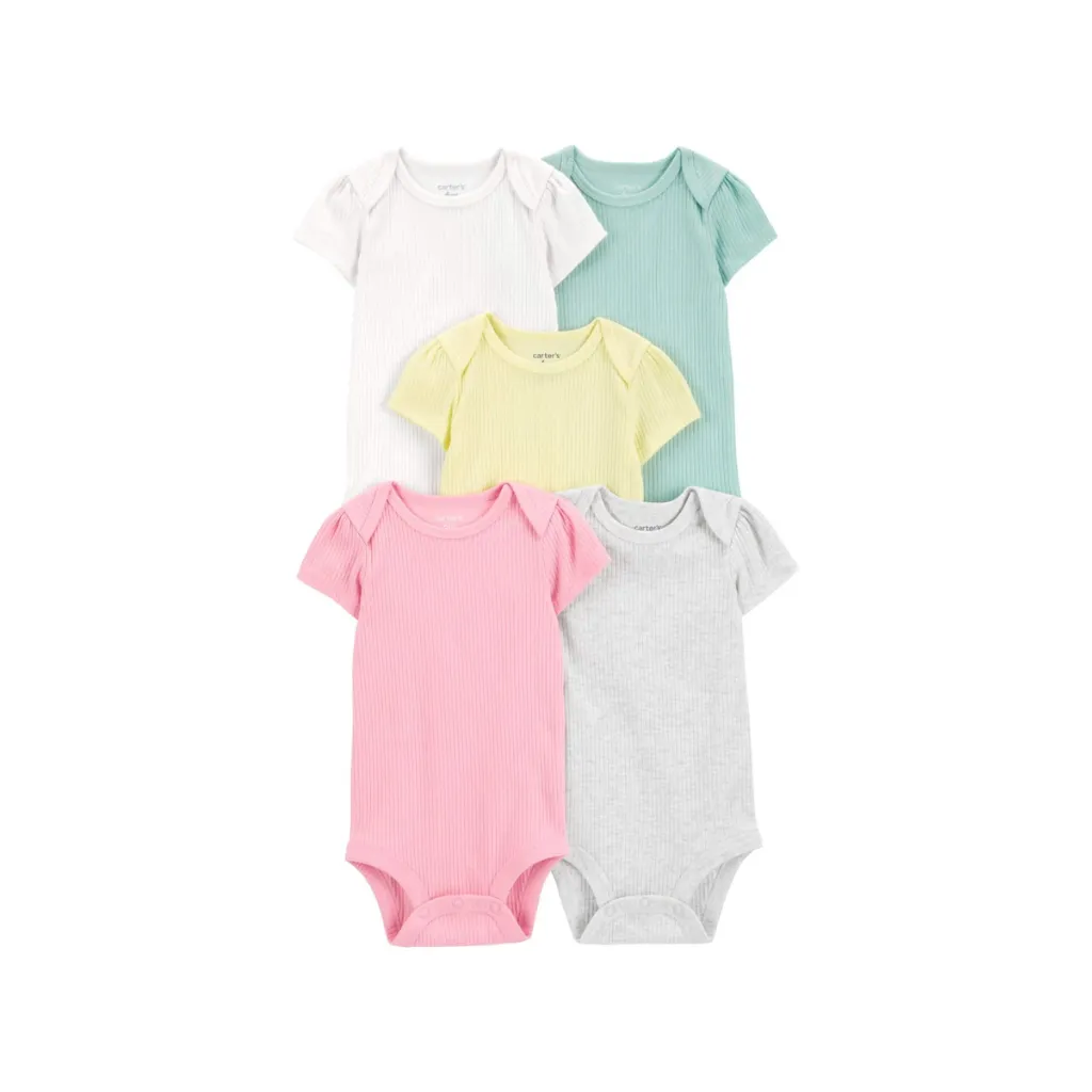 [1S726910-0-6M] Pack de cinco bodis de manga corta con estampado de arcoíris (6m)