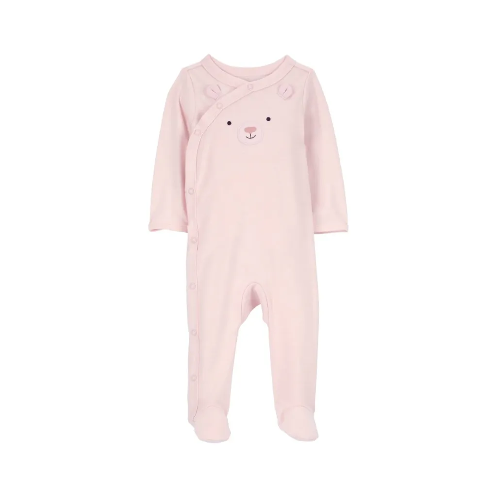 Pijama entero de algodón interlock diseño oso rosa