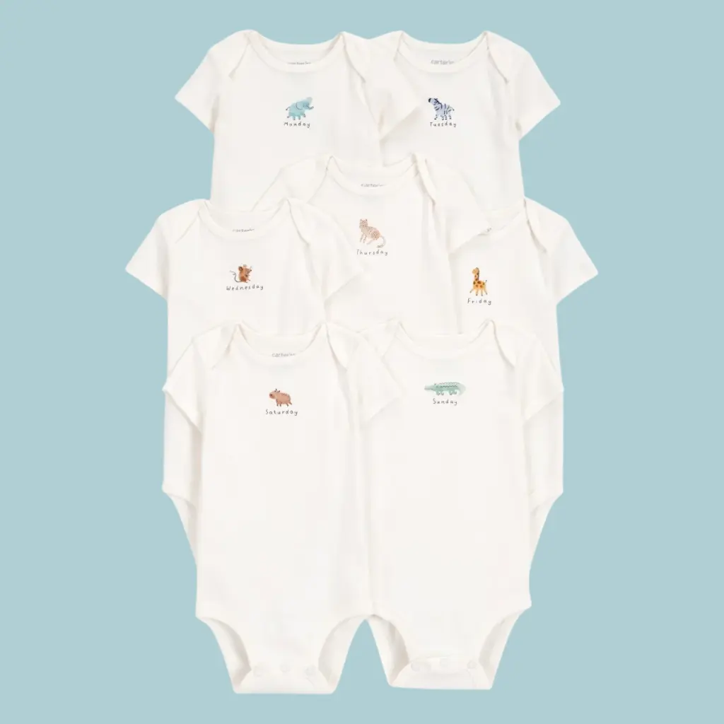 Pack siete bodis algodón manga corta diseño animales